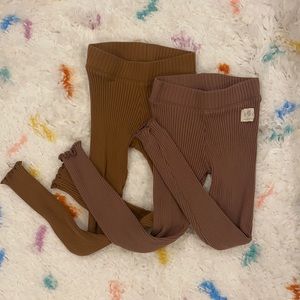 Zara Ribbed Leggings - 2 Pairs - Earth Tones - 6